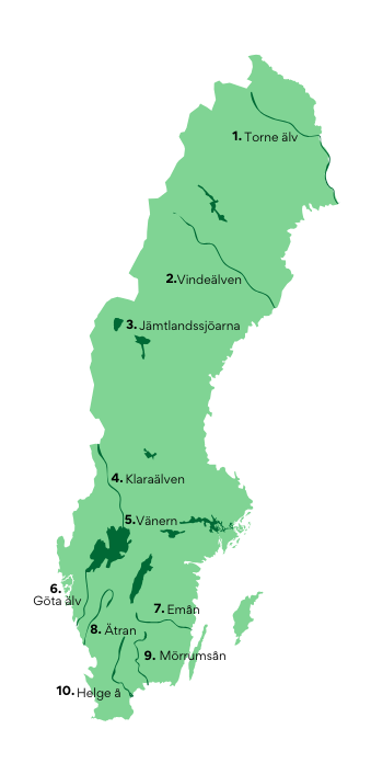 Karta över 10 magiska platser att fiska på i Sverige