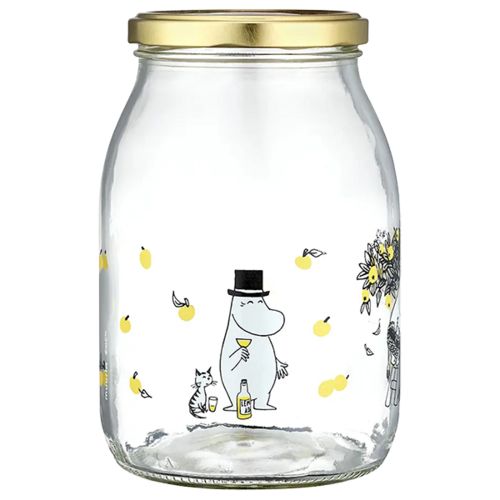 Syltburk med det lilla extra. Stilren glasburk till äppelmoset eller sylten gjord på skogens bär. Vill du göra den mer personlig fäster du en av de Muminstickers som följer med på burken. Mumin glasburk 1 liter, 150 kr på cervera.se