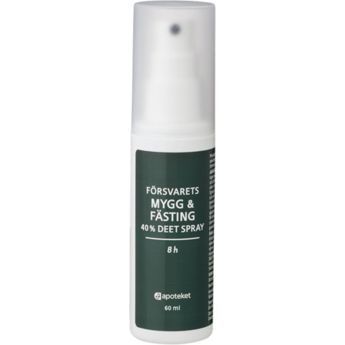 Spray som effektivt skyddar mot både mygg och fästingar. Håller mygg borta i upp till 8 timmar och ger skydd mot fästingar i 4 timmar.
Försvarets Mygg &amp; Fästing 40 % DEET Spray
109 kr på apoteket.se 