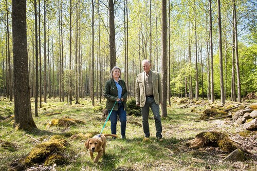 Amelie och Rudolf Tornerhjelm bor på godset Wrams i Skåne, tillsammans med golden retrivern Cindy. Här bedrivs ett modernt och högteknologiskt skogs- och jordbruk. Skogen är viktig för godset, inte minst som en inkomstkälla för hela verksamheten.