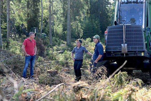Lars Gustafson, inköpare på Sydved, Kenneth Rolfsson skördarförare på K. Rolfsson Skogstransporter och Conny Svensson, skotarförare, beskriver en barkborresommar som i vissa områden varit omfattande, medan den i andra varit mer begränsad.