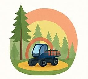 Håll avstånd på 20 meter vid körning och 60 meter vid lastning.