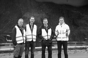 Från vänster Rikard Karlsson och Magnus Larsson, båda på Stora Enso Bioenergi, Sydveds Lars Gustafson och Per Mernelius, Jönköping Energi.